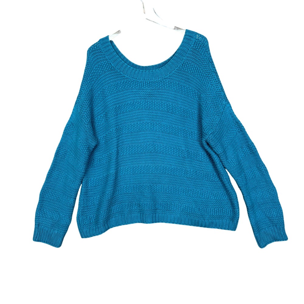 LOFT Sweater Womens XL Teal Blue‎ Chunky Knit Pullover Long Sleeve Round Neck